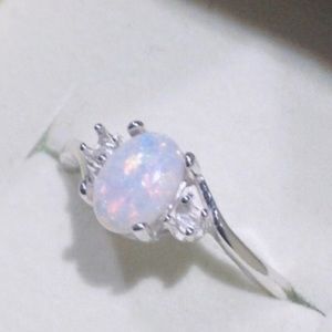 Silver Plated Opal Ring